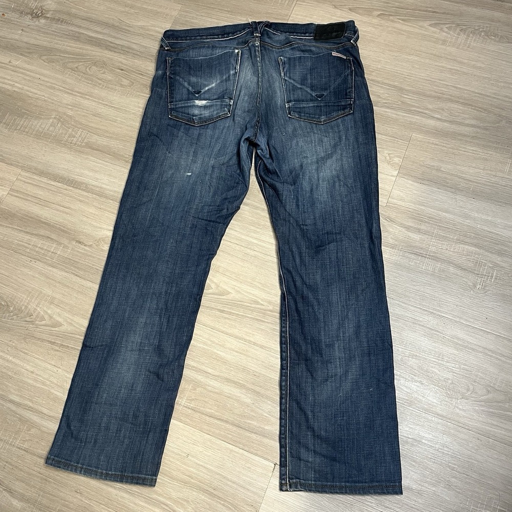 Hudson Mens 34x33 Byron Straight Dark Wash Button Fly 5 Pocket Jeans - Picture 3 of 6